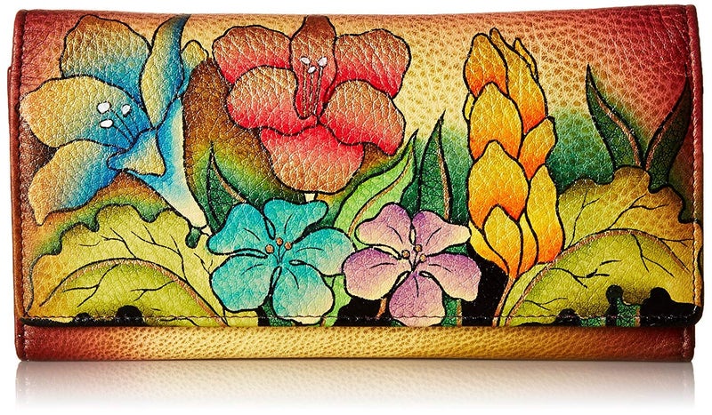 Anna by Anuschka Women's Hand Painted Genuine Leather Multi Pocket Wallet - Mediterranean Garden - Image 1
